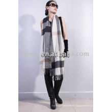 Super Quality 2013 Ladies' checked 100% cashmere scarf